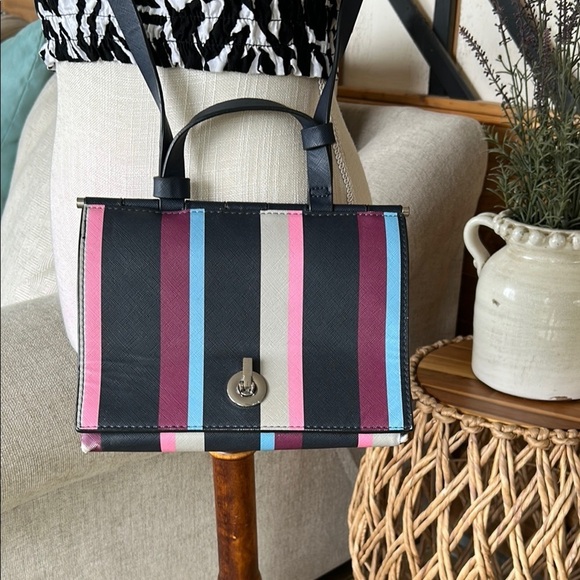 Zara Handbags - Zara Black and Pink Satchel with Structured Design